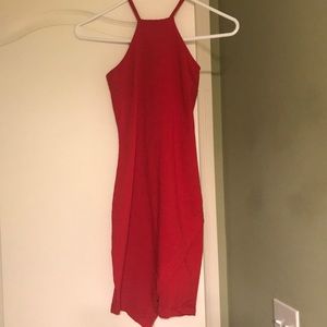 Red body con dress